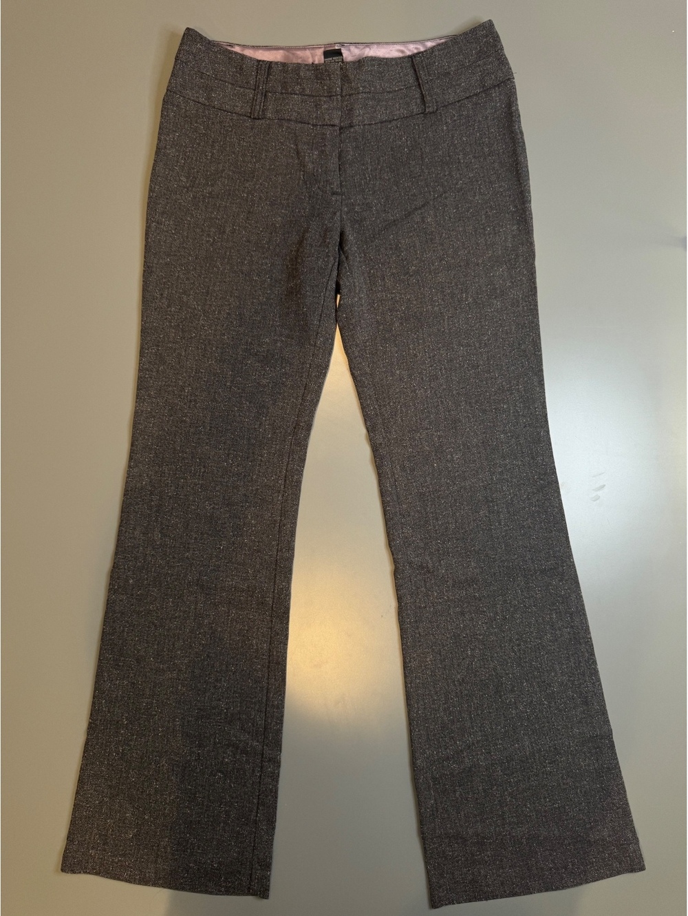 Women's Gray Tweed Dress Pants with Flared Legs and Belt Loops, Size 5